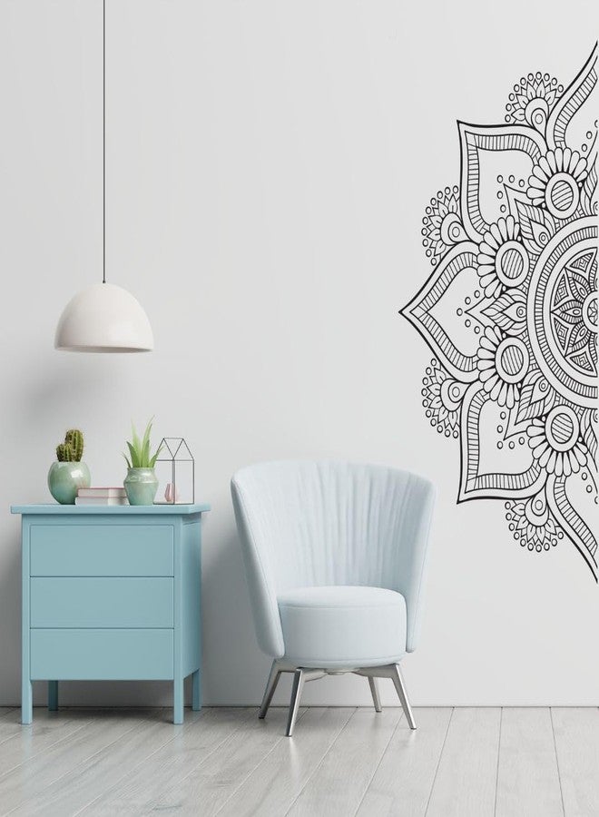 Rangoli Monochrome Mandala Wall Sticker (PVC Vinyl, 55 cm x 110 cm, Self-Adhesive) DIY Decals, Living Room, Drawing Room, Hall, Decortation, Wallpaper - Image 1