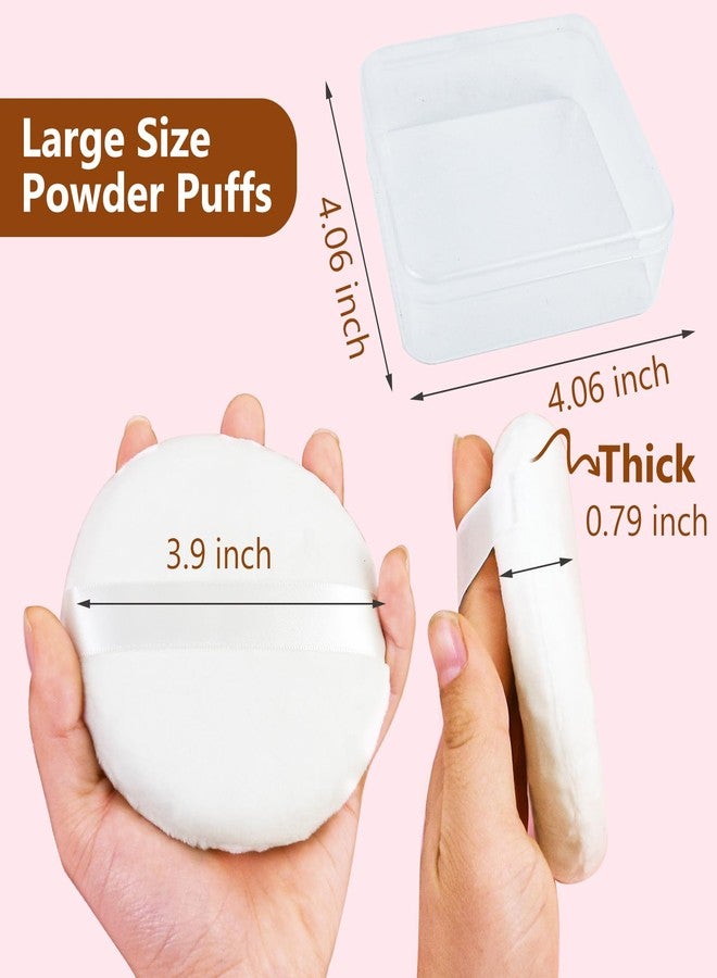 Waybas 3 Pack Extra Large Body Powder Puff and Container, Soft Cotton Powder Puffs 4.13 Inch Dusting Powder Container with Puff Washable Round Powder Puffs for Woman Baby Body Face Loose Dusting Powde - Image 2