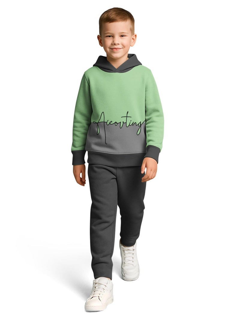 HELLCAT Trendy Co-ords with Hoodie Sweatshirt and Trackpant Clothing Set for Boys Green/TPS Grey 3-4 Years - Image 1