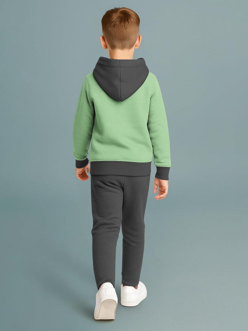 HELLCAT Trendy Co-ords with Hoodie Sweatshirt and Trackpant Clothing Set for Boys Green/TPS Grey 3-4 Years - Image 3