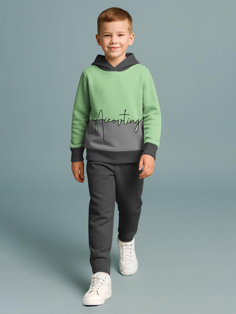 HELLCAT Trendy Co-ords with Hoodie Sweatshirt and Trackpant Clothing Set for Boys Green/TPS Grey 3-4 Years - Image 2
