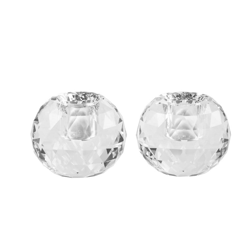 Kitcom Crystal Taper Candle Holders Multiple Faceted Designed Hand Cut Crystal Holders Wedding Banquet Decorations for Home W2.4xH1.8Inches Pack of 2, Comes with Gifed Box - Image 1