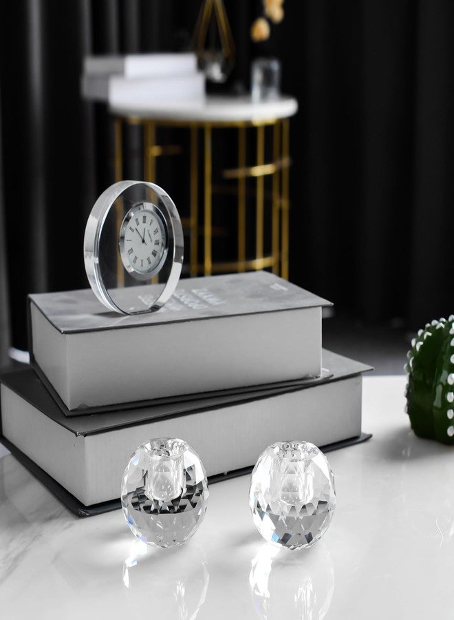 Kitcom Crystal Taper Candle Holders Multiple Faceted Designed Hand Cut Crystal Holders Wedding Banquet Decorations for Home W2.4xH1.8Inches Pack of 2, Comes with Gifed Box - Image 4