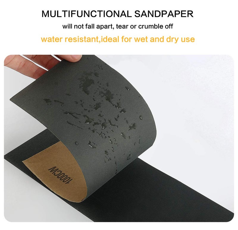 VERONES Sandpaper, 90 Pcs 400 to 3000 Grit Wet Dry Sandpaper with Red Handle Assortment 9x3.6 Inch for Automotive Sanding - Wood Furniture Finishing - Wood Turing Finishing and More by - Image 4