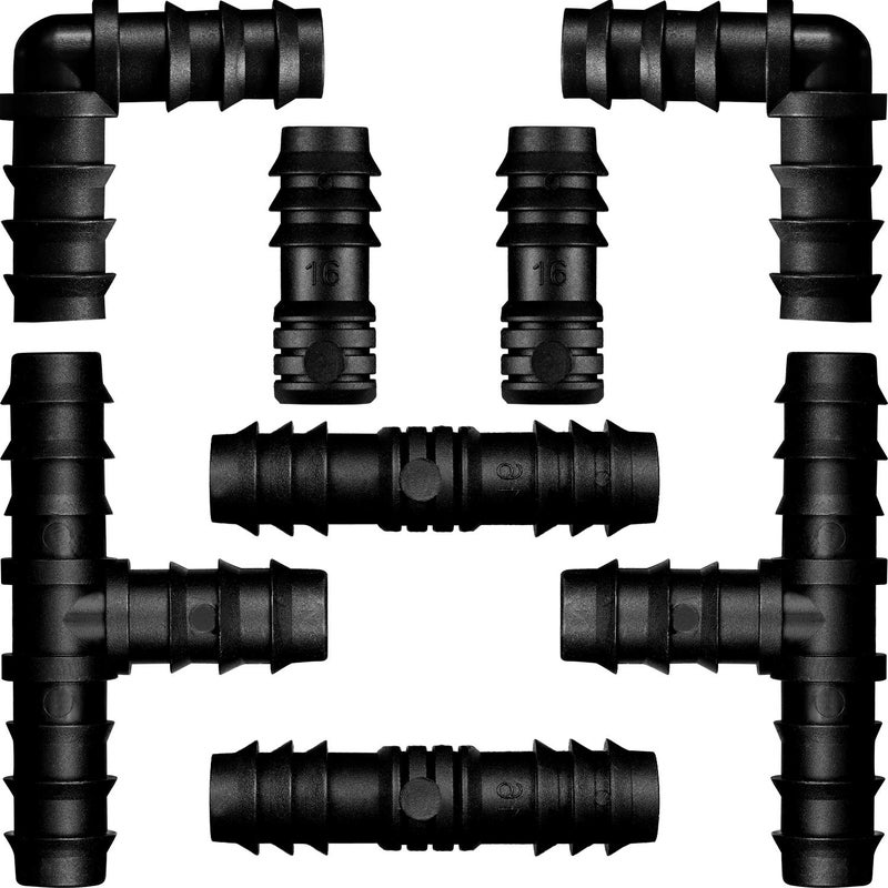 Maitys 8 Pieces 1/2 Inch Drip Irrigation Fittings Parts Soaker Hose Repair Kit Inline Barb Drip Irrigation Hose Connectors Plastic Tubing End Stop for Garden Lawn Sprinkler Systems(Mixed)
