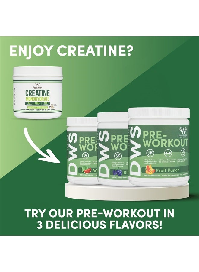 Double Wood Supplements مسحوق الكرياتين مونوهيدرات 1.1 رطل (100 حصة من 5 جرامات لكل منها - مسحوق كرياتين مجهرية مختبر من طرف ثالث) (مع ملعقة) (كرياتين مونوهيدرات) من دابل وود - Image 4