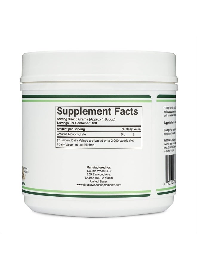 Double Wood Supplements مسحوق الكرياتين مونوهيدرات 1.1 رطل (100 حصة من 5 جرامات لكل منها - مسحوق كرياتين مجهرية مختبر من طرف ثالث) (مع ملعقة) (كرياتين مونوهيدرات) من دابل وود - Image 2