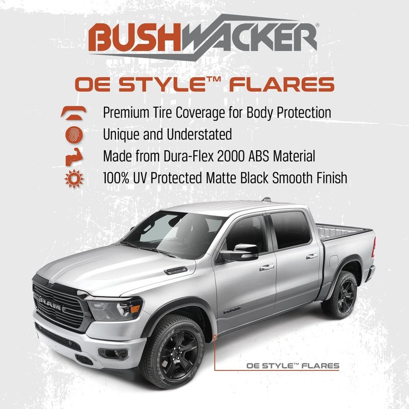 Bushwacker OE Style Factory Front & Rear Fender Flares - 4-Piece Set, Black, Smooth Finish - Image 3
