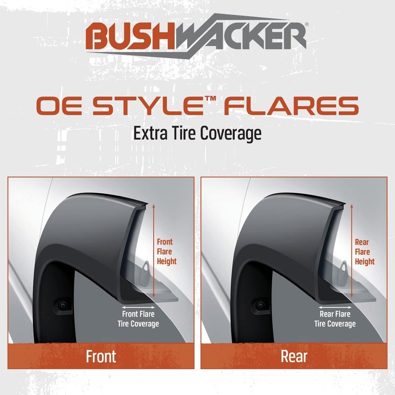 Bushwacker OE Style Factory Front & Rear Fender Flares - 4-Piece Set, Black, Smooth Finish - Image 5