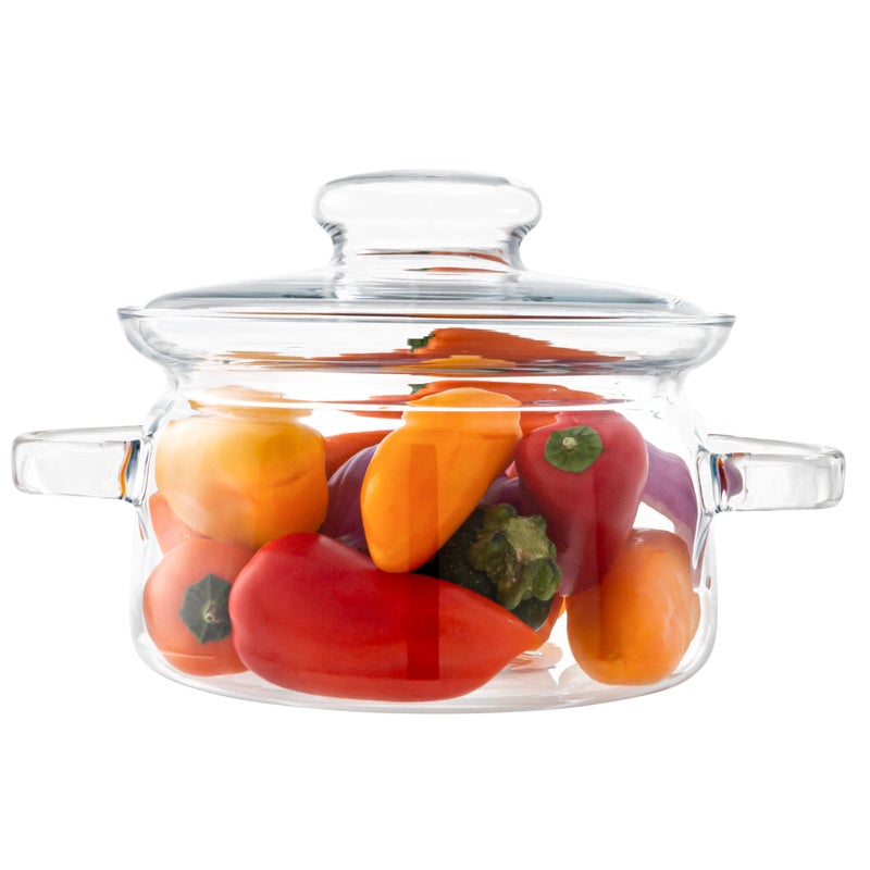 Simax Simmer Pot for Stove Potpourri 48 Ounce Glass Pots for Cooking on Stove Clear Pots for Cooking Glass Cookware Easy Grip Handles Oven Microwave Stove and Dishwasher Safe Borosilicate Glass