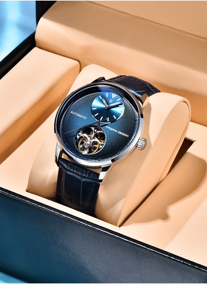 PAGANI DESIGN - Men's Watch with Balance Wheel Automatic Mechanical Stainless Steel Wrist Watch for Men, Business Style, Leather Watch Band - Image 1
