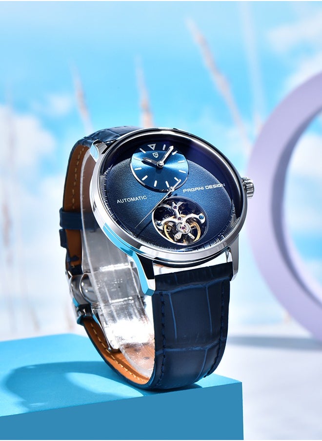 PAGANI DESIGN - Men's Watch with Balance Wheel Automatic Mechanical Stainless Steel Wrist Watch for Men, Business Style, Leather Watch Band - Image 1