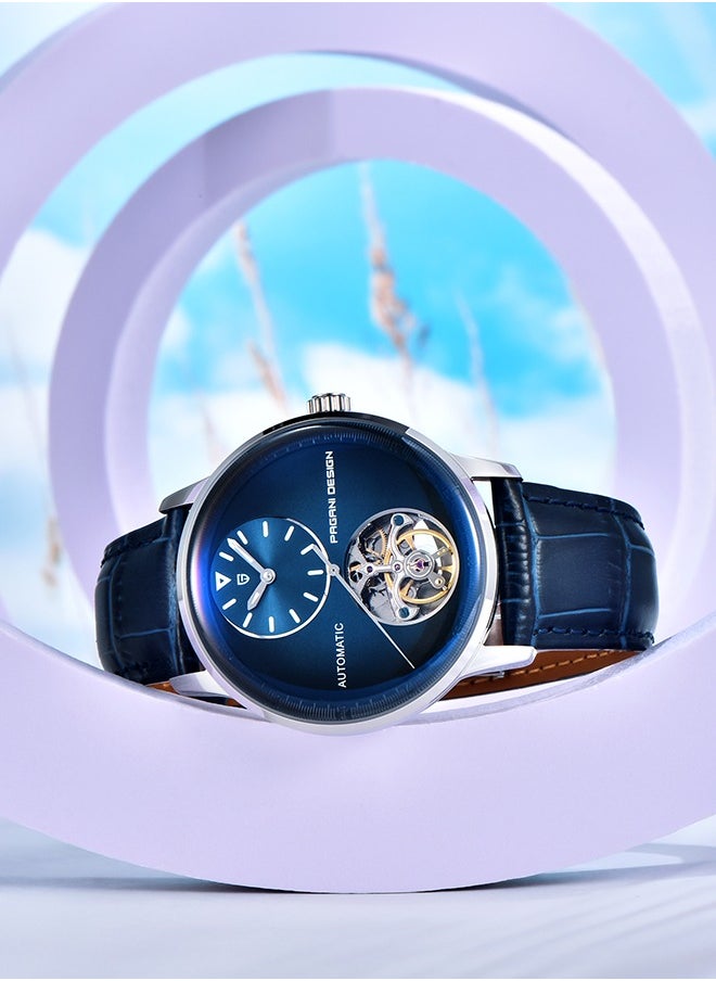 PAGANI DESIGN - Men's Watch with Balance Wheel Automatic Mechanical Stainless Steel Wrist Watch for Men, Business Style, Leather Watch Band - Image 1