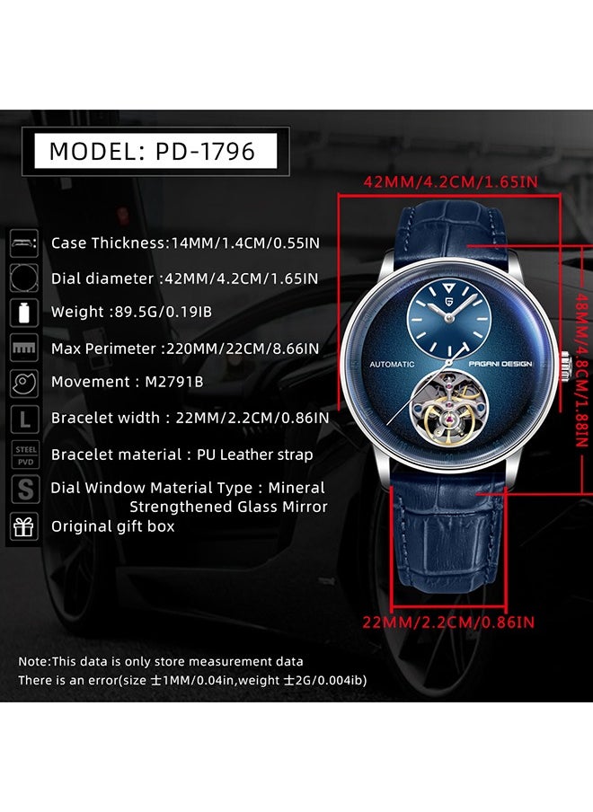 PAGANI DESIGN - Men's Watch with Balance Wheel Automatic Mechanical Stainless Steel Wrist Watch for Men, Business Style, Leather Watch Band - Image 1