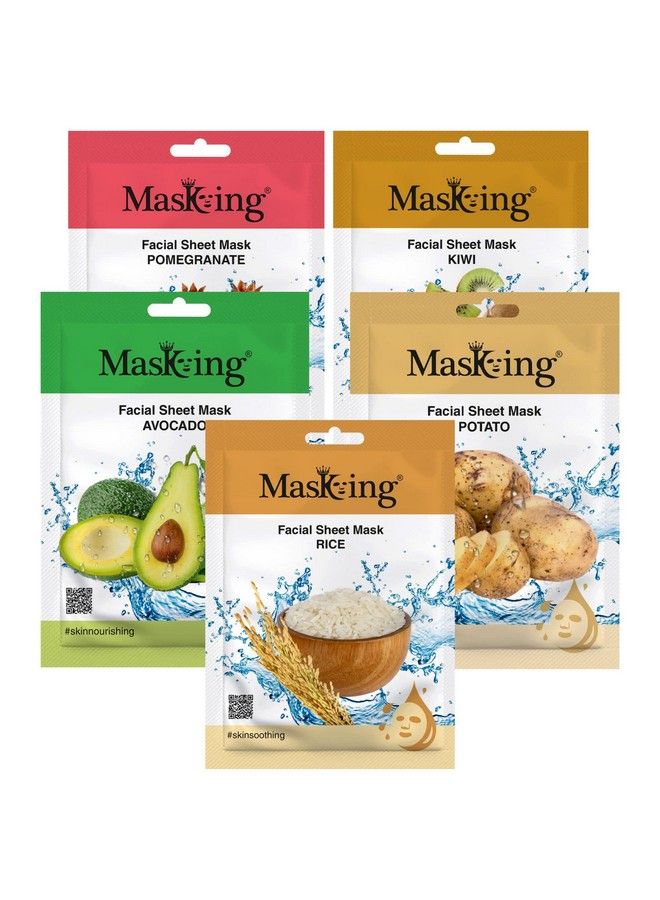 MASKING Making Beauty Fairness Sheet Mask For Glowing Skin (Pomegranate Kiwi Avocado Potato & Rice) Combo 05 - Image 1