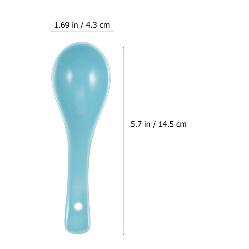 Ceramic Soup Spoons Set of 3 Polished Assorted Colors Kitchen Serving Utensils - Image 3