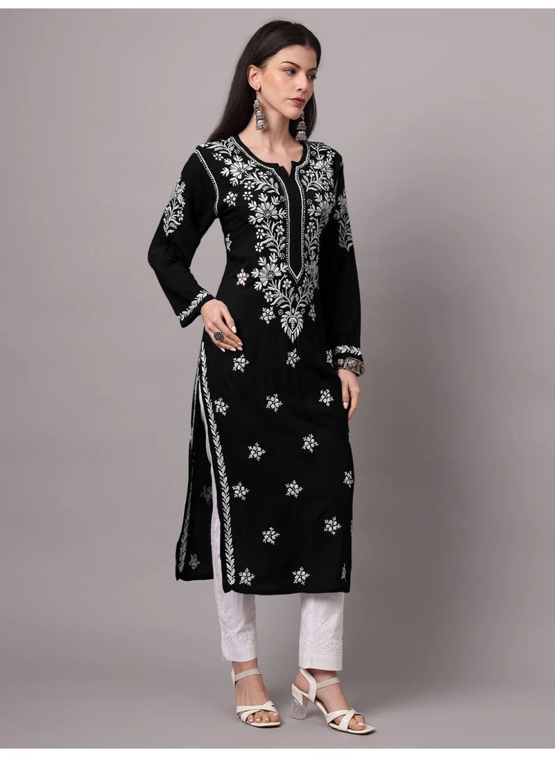 Alaya Hand Embroidered Chikankari Modal Kurta-AL4059 - Image 3