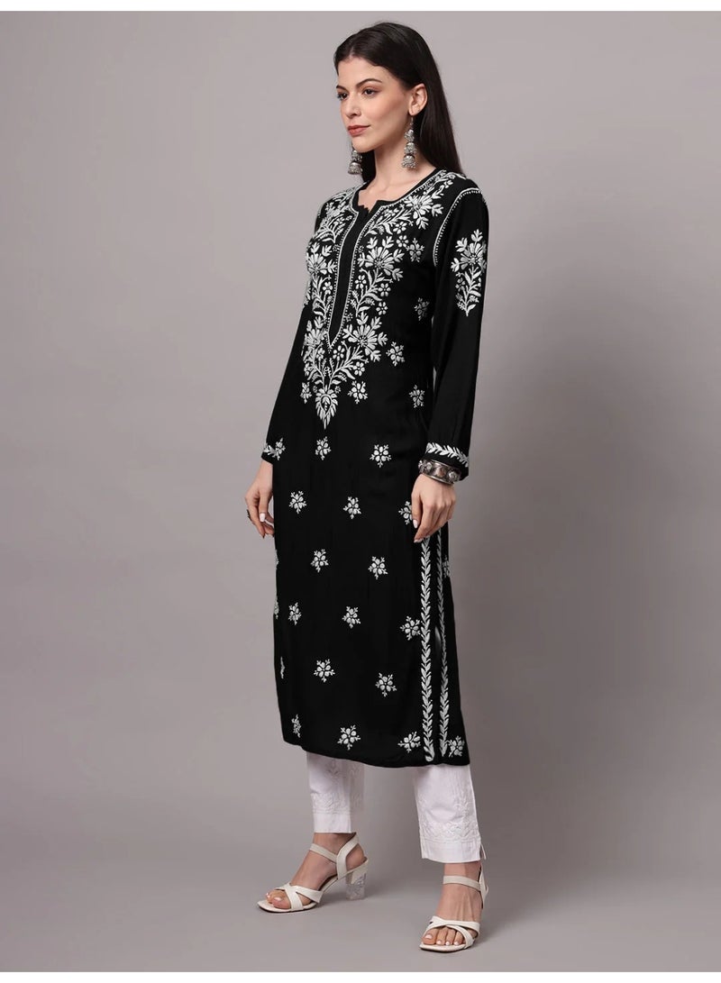 Alaya Hand Embroidered Chikankari Modal Kurta-AL4059 - Image 4