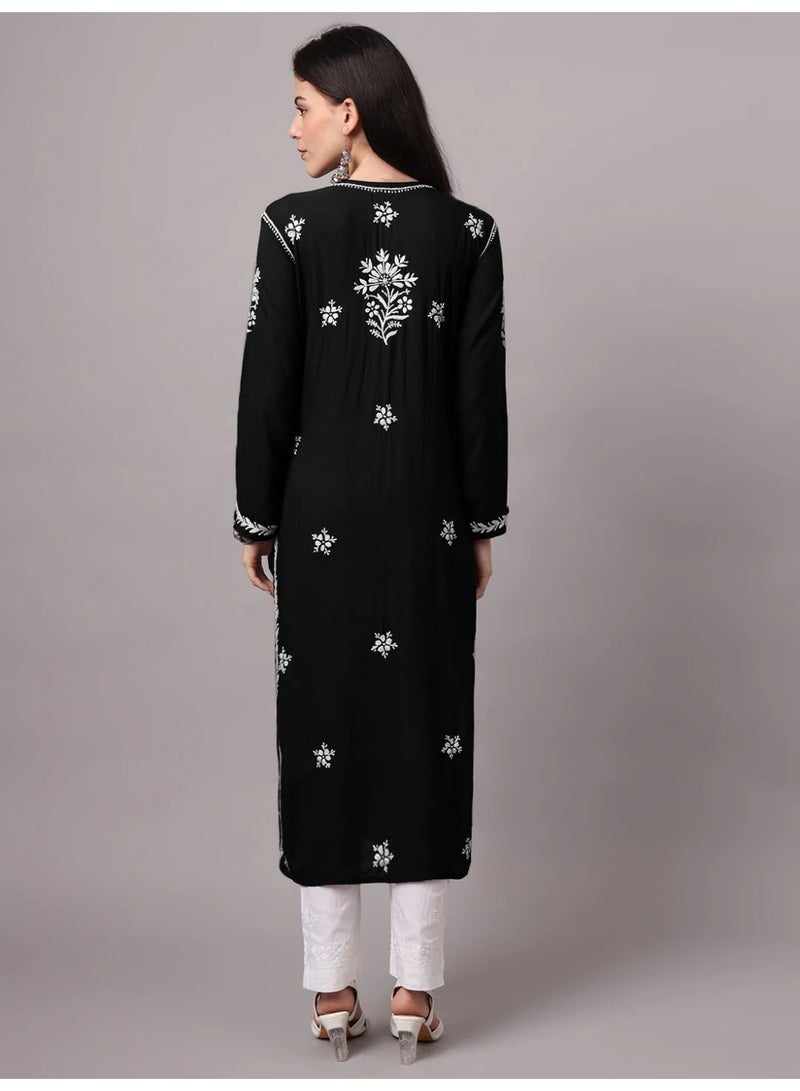 Alaya Hand Embroidered Chikankari Modal Kurta-AL4059 - Image 2