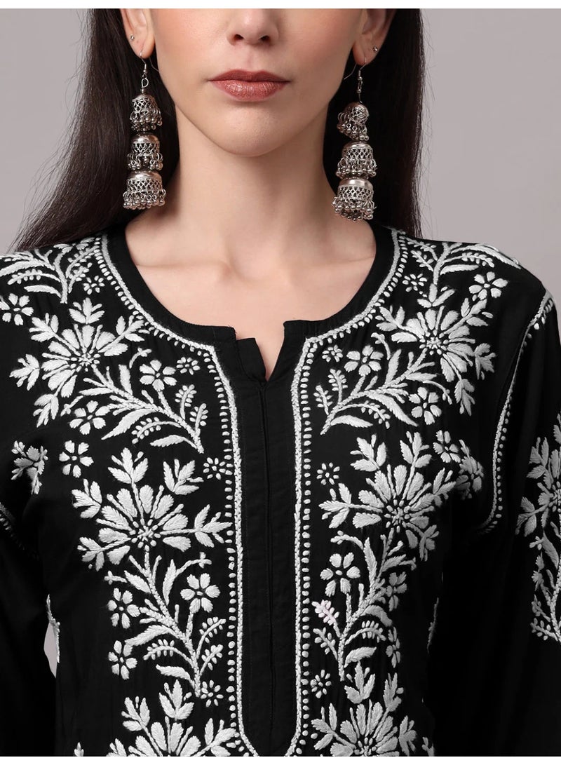 Alaya Hand Embroidered Chikankari Modal Kurta-AL4059 - Image 5