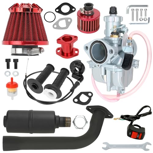 YOXUFA Predator 212 Stage 2 Kit with VM22 Carburetor Exhaust Pipe Muffler Replacement for 224cc 196cc 65HP Engine Coleman CT200U BT200X CT200UEX Baja MB200 Mini Bike Go Kart Parts Throttle Assembly