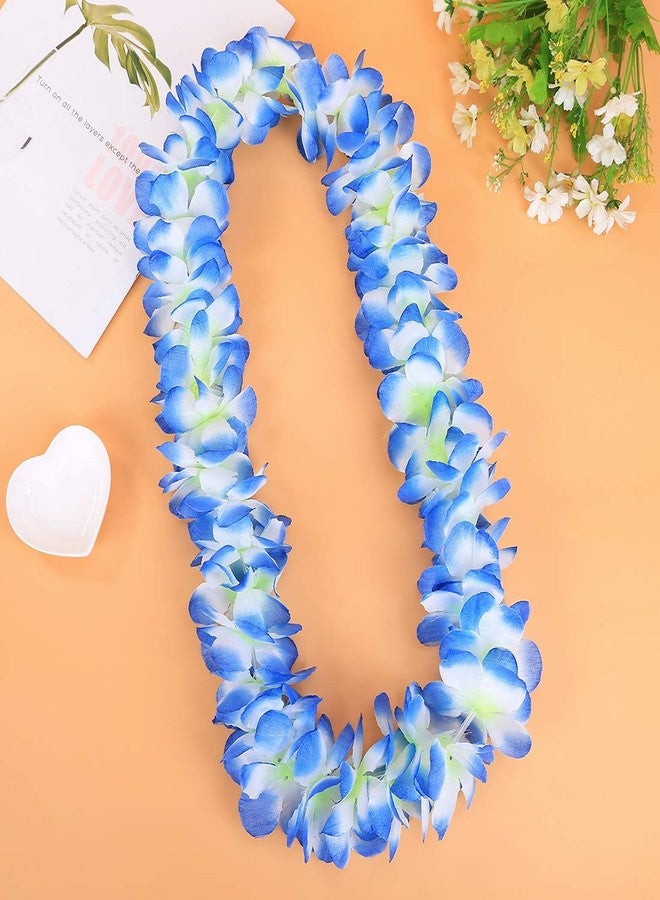 WAYTOSUC 6PCS Hawaiian Luau Party Supplies Tropical Flower Leis Necklaces for Kids Adults Hawaiian Beach Luau Wedding Birthday Graduation Party Favors Decorations (Blue,6) - Image 5