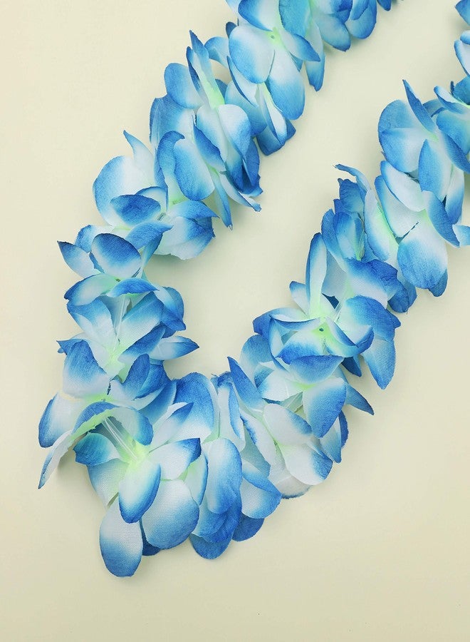 WAYTOSUC 6PCS Hawaiian Luau Party Supplies Tropical Flower Leis Necklaces for Kids Adults Hawaiian Beach Luau Wedding Birthday Graduation Party Favors Decorations (Blue,6) - Image 3