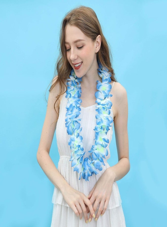 WAYTOSUC 6PCS Hawaiian Luau Party Supplies Tropical Flower Leis Necklaces for Kids Adults Hawaiian Beach Luau Wedding Birthday Graduation Party Favors Decorations (Blue,6) - Image 1