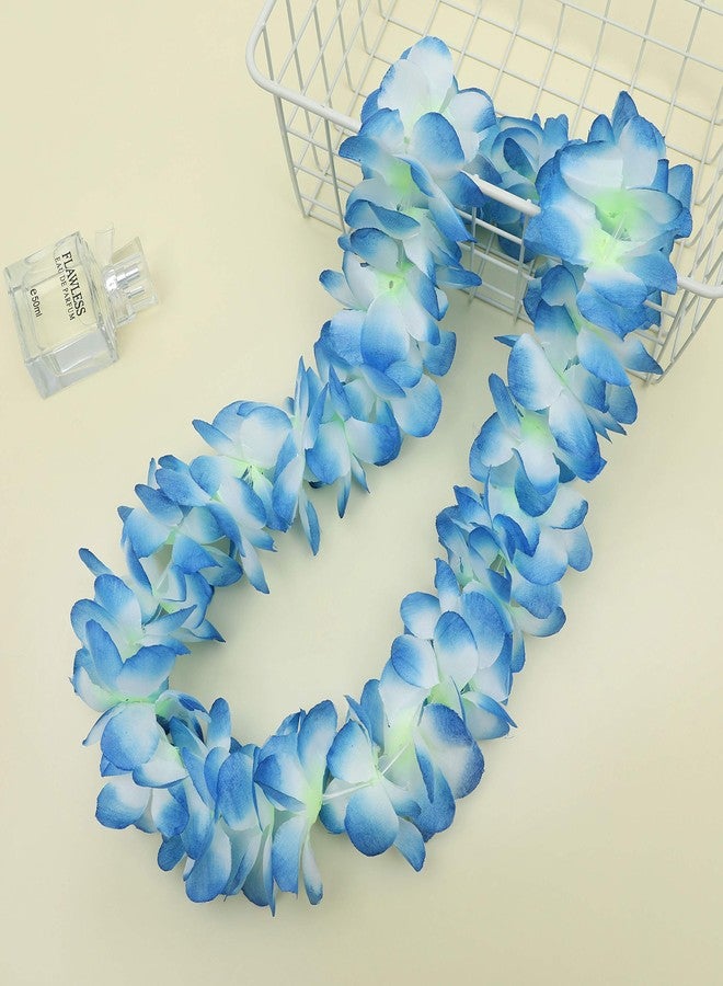 WAYTOSUC 6PCS Hawaiian Luau Party Supplies Tropical Flower Leis Necklaces for Kids Adults Hawaiian Beach Luau Wedding Birthday Graduation Party Favors Decorations (Blue,6) - Image 4