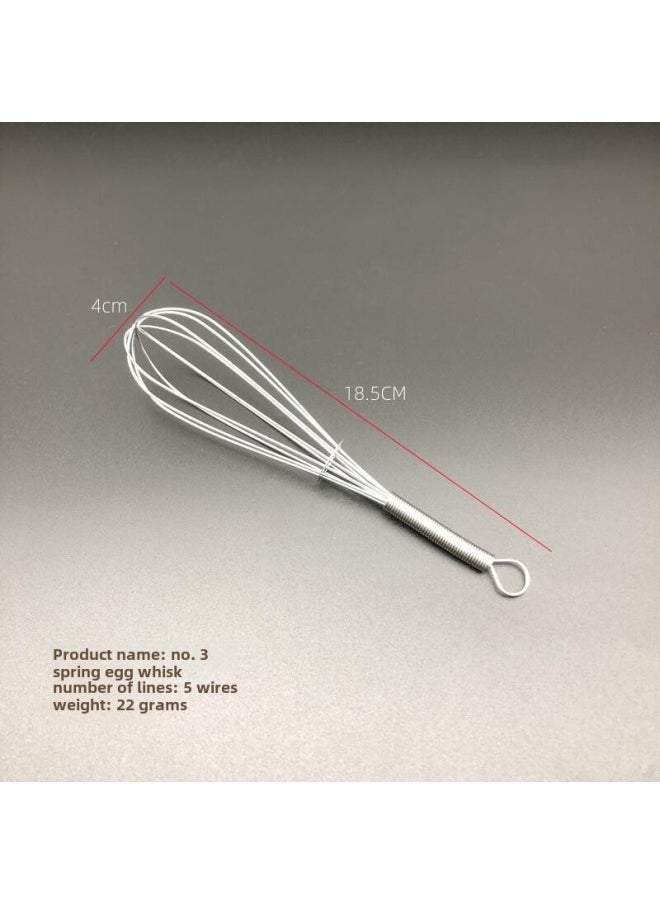 Generic Stainless Steel Wire Manual Egg Beater Spring Handle Mini Egg Gadget Kitchen Gadget Baking Milk Bubble Beating-Color:18.5cm Wire  - Image 1