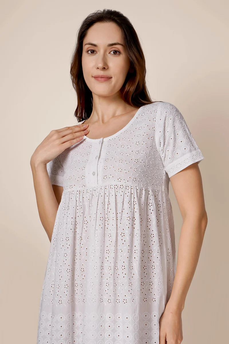 After Dark Melanie, Cotton Schiffli Dress