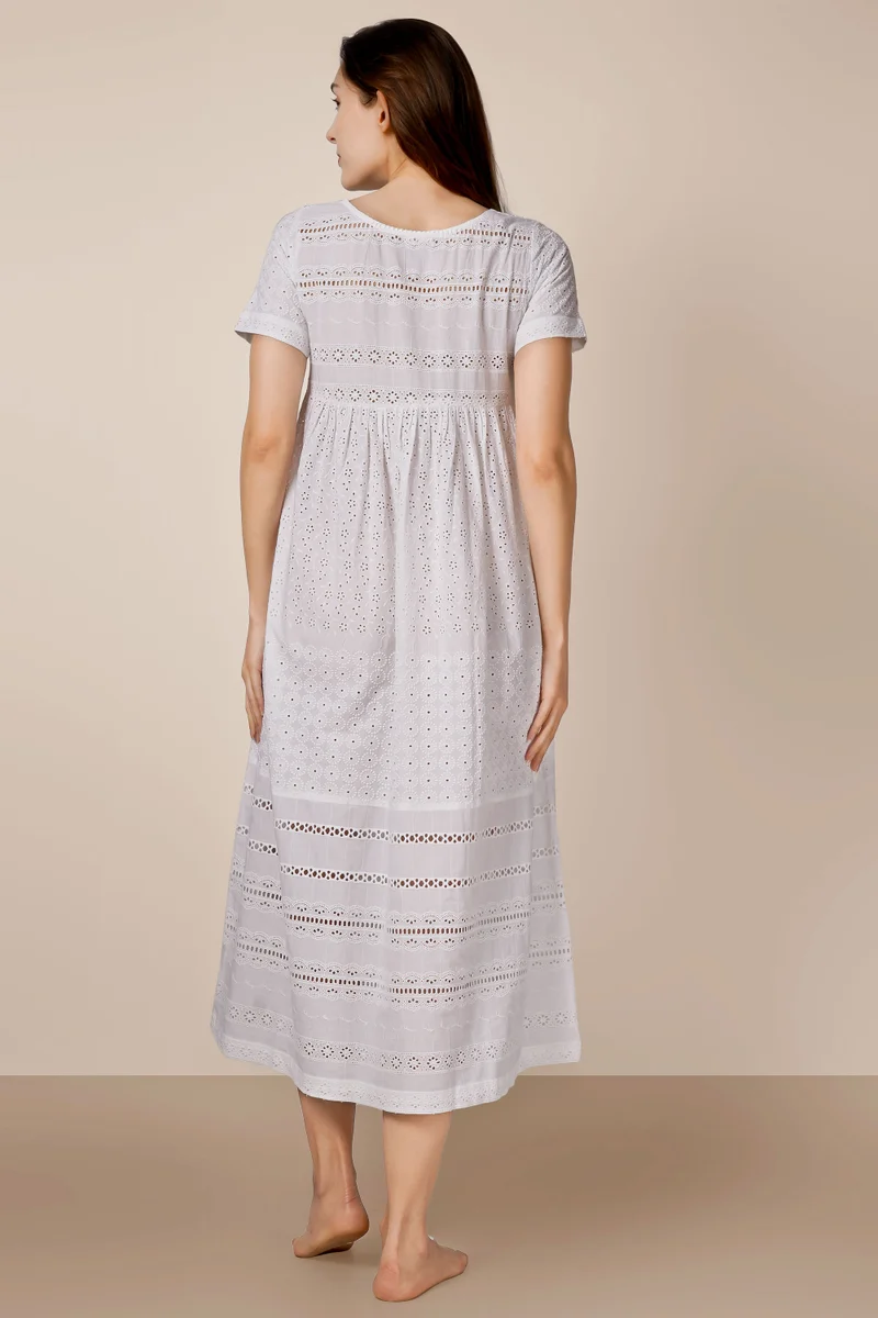 After Dark Melanie, Cotton Schiffli Dress