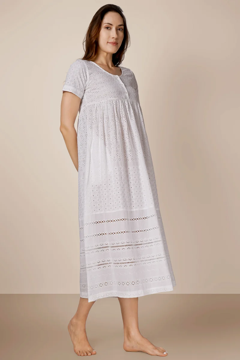 After Dark Melanie, Cotton Schiffli Dress