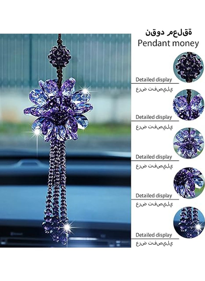 DPTER - Sparkling sunflower tassel crystal pendant rearview mirror, crystal diamond car interior pendant car accessories Valentine's Day luxury decoration for both men and women - Image 1