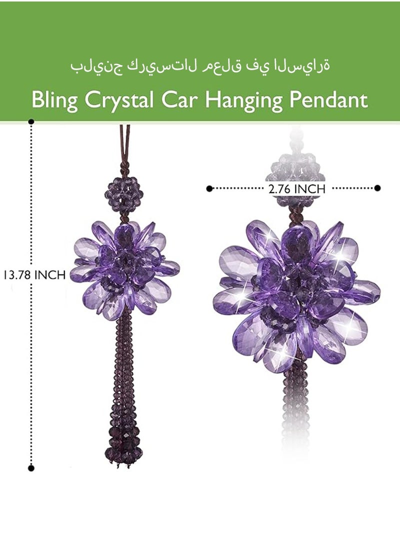 DPTER - Sparkling sunflower tassel crystal pendant rearview mirror, crystal diamond car interior pendant car accessories Valentine's Day luxury decoration for both men and women - Image 1