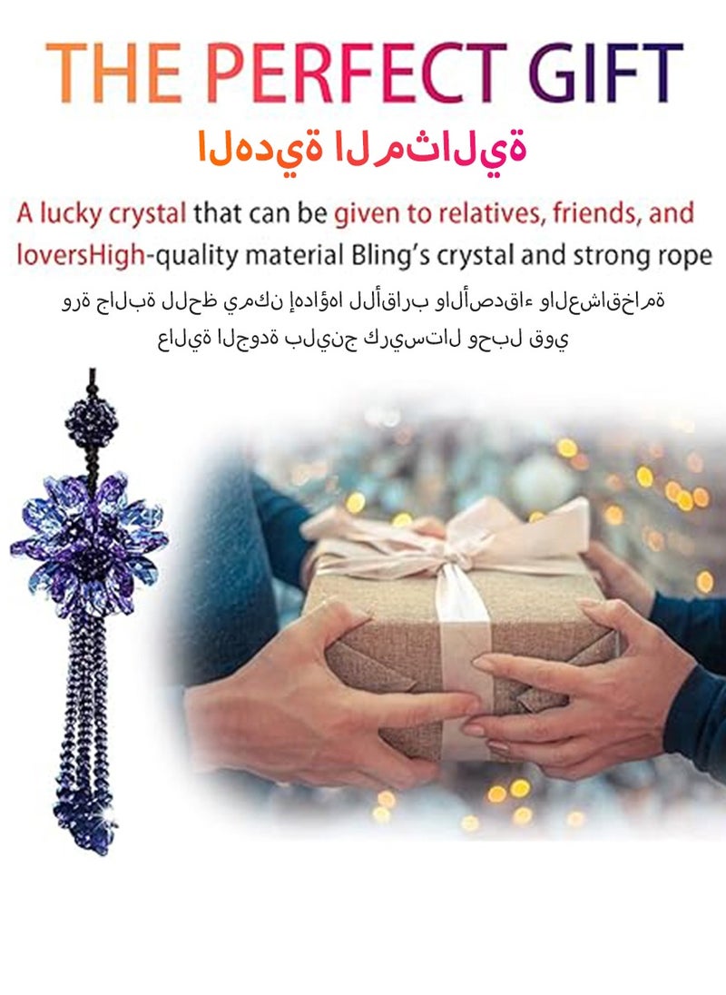 DPTER - Sparkling sunflower tassel crystal pendant rearview mirror, crystal diamond car interior pendant car accessories Valentine's Day luxury decoration for both men and women - Image 1