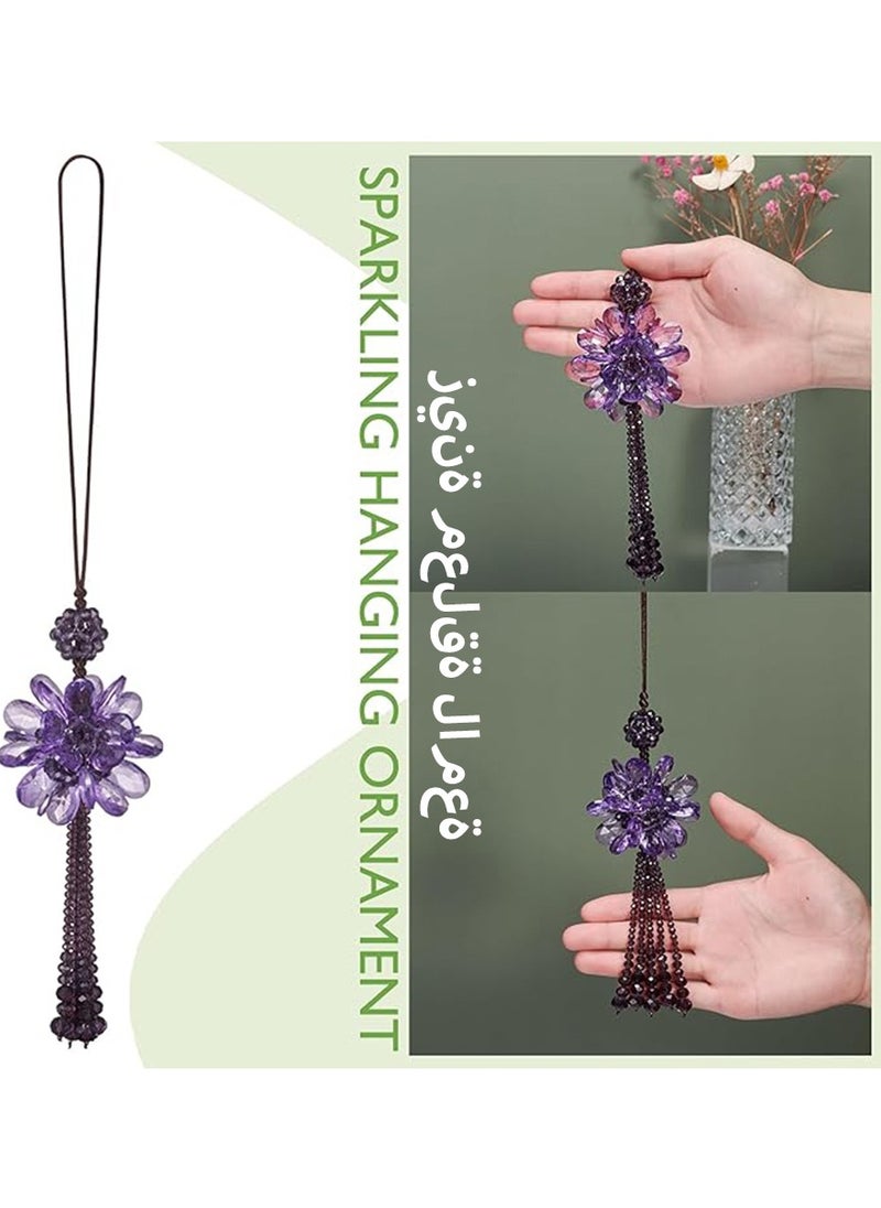 DPTER - Sparkling sunflower tassel crystal pendant rearview mirror, crystal diamond car interior pendant car accessories Valentine's Day luxury decoration for both men and women - Image 1