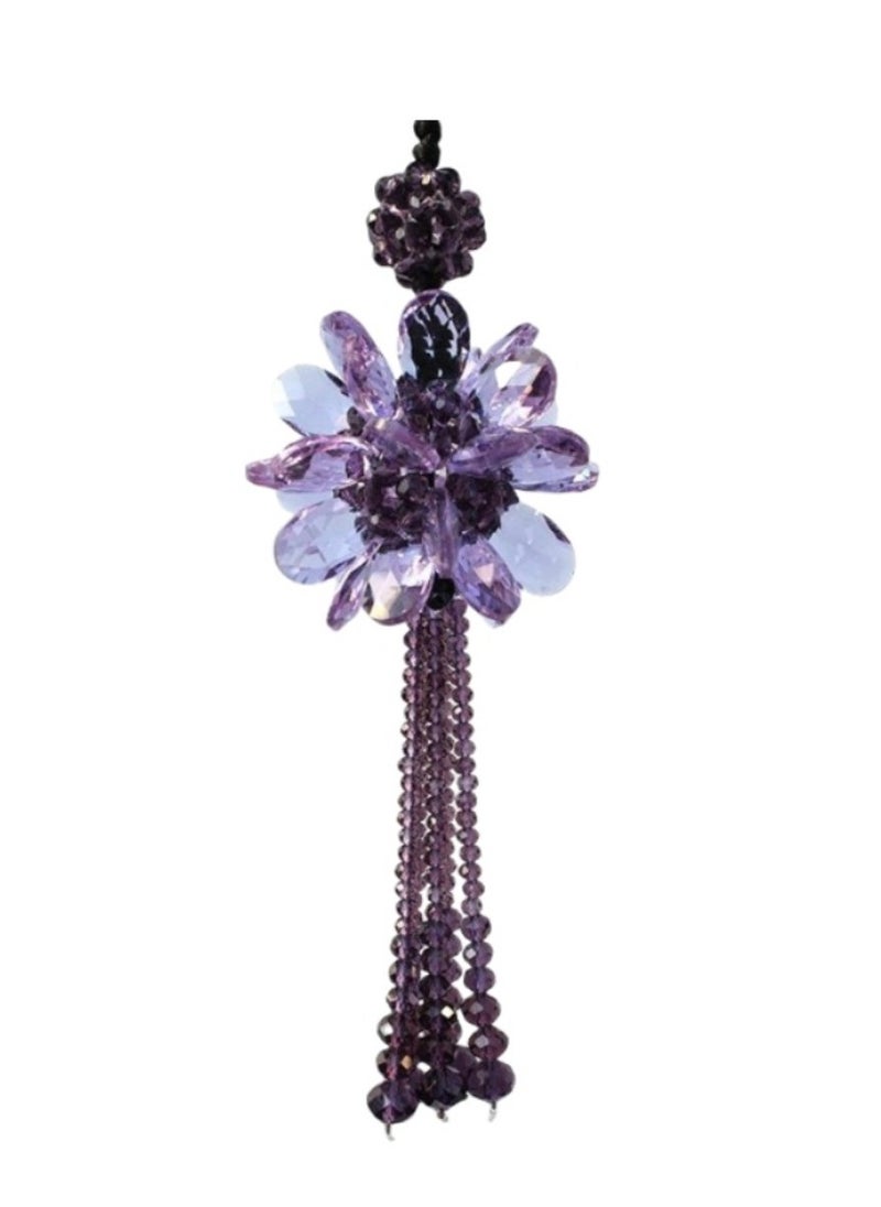 DPTER - Sparkling sunflower tassel crystal pendant rearview mirror, crystal diamond car interior pendant car accessories Valentine's Day luxury decoration for both men and women - Image 1