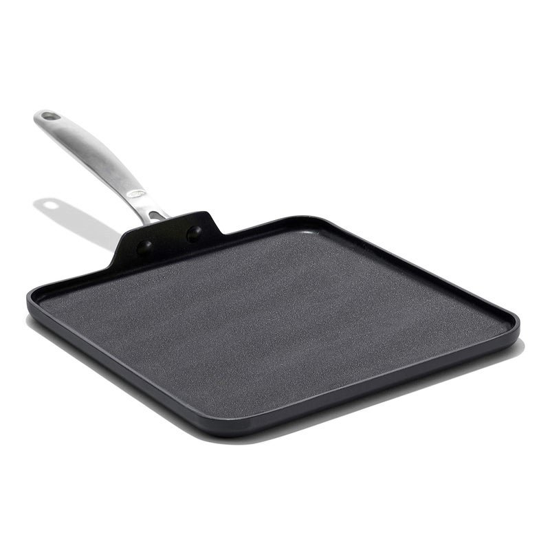 OXO Enhanced 11" Griddle Pan, PFAS-Free Ceramic Nonstick, Durable Hard Anodized Cookware, Scratch Resistant, Stainless Steel Handle, Good Grips, Dishwasher Safe, Oven safe, Black - Image 1