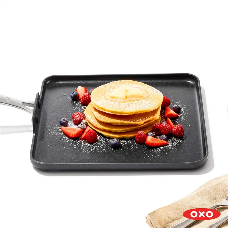 OXO Enhanced 11" Griddle Pan, PFAS-Free Ceramic Nonstick, Durable Hard Anodized Cookware, Scratch Resistant, Stainless Steel Handle, Good Grips, Dishwasher Safe, Oven safe, Black - Image 3