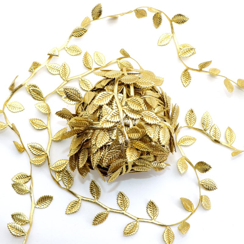 David accessories Gold Leaves Leaf Ribbon Trim Rope  20 Yards  for DIY Craft Party Wedding Home DecorationGold