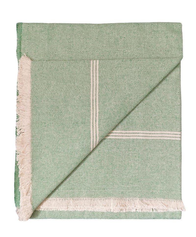 Arvore Bunkaar Plain Pure Handloom Khes - 100% Desi Thick and Heavy Cotton Khes/Summer Blanket/Chadar/Yoga Blanket (Green)-100 TC - Image 4