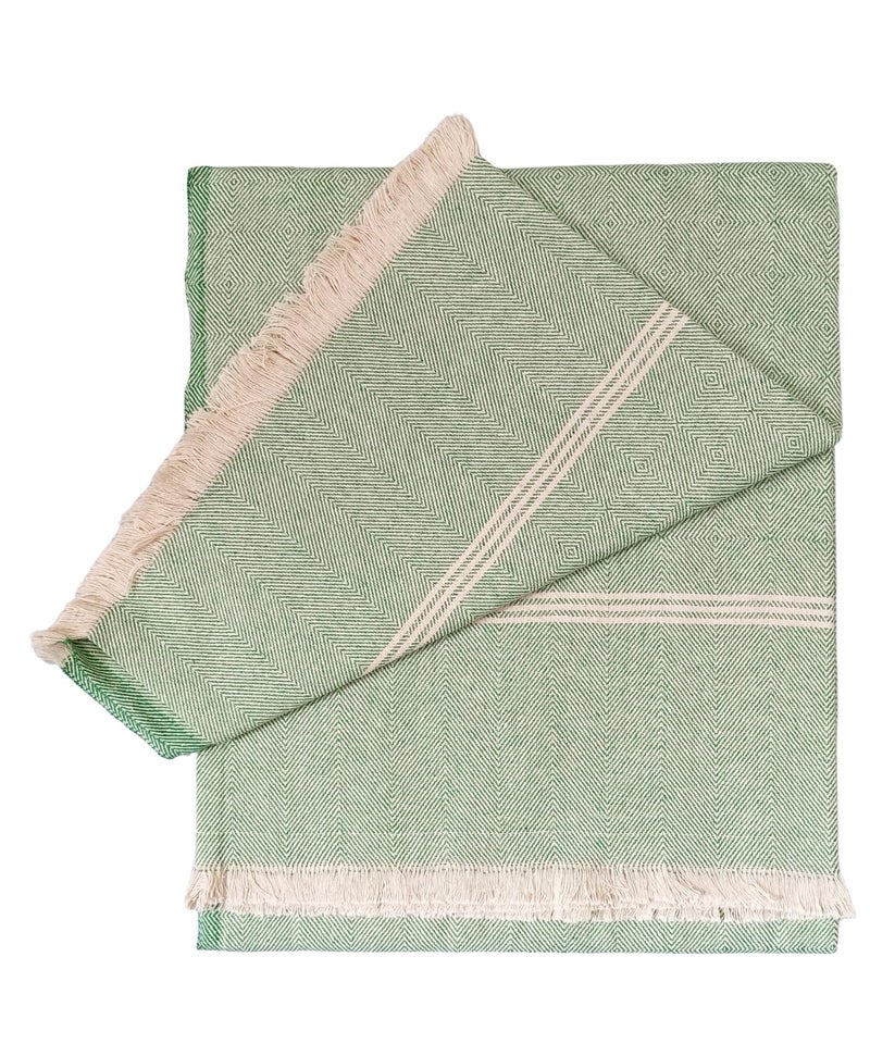 Arvore Bunkaar Plain Pure Handloom Khes - 100% Desi Thick and Heavy Cotton Khes/Summer Blanket/Chadar/Yoga Blanket (Green)-100 TC - Image 2