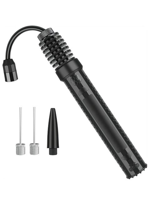 Dual Action Hand Air Pump – Portable Ball Pump with Needles and Valve Adapter for Fast Inflation, Suitable for Football, Basketball, Volleyball, Bike, Balloons, Inflatable Swimming Rings (Black)