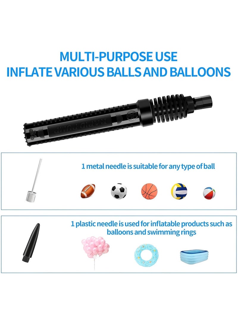 Generic Dual Action Hand Air Pump – Portable Ball Pump with Needles and Valve Adapter for Fast Inflation, Suitable for Football, Basketball, Volleyball, Bike, Balloons, Inflatable Swimming Rings (Black) - Image 2