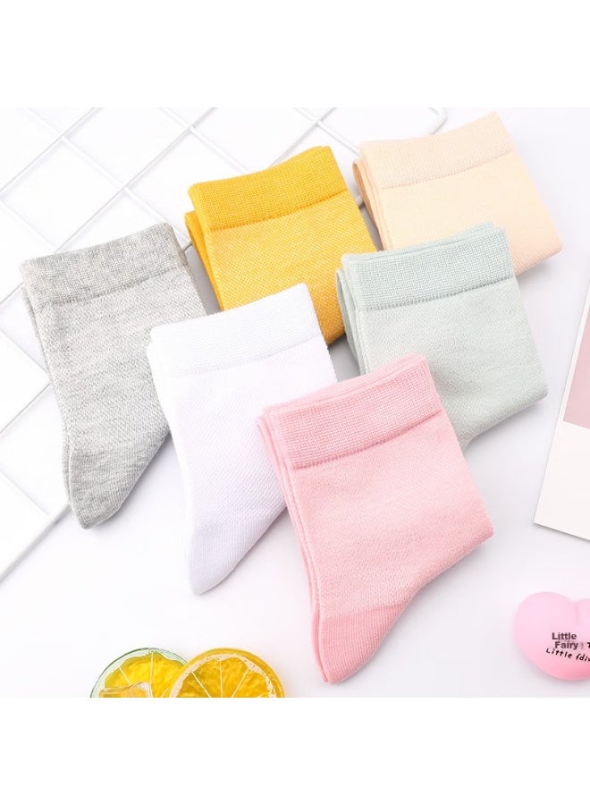 LANG SHA Langsha Women's Socks 6 Pairs Summer Thin Cotton Mesh Breathable Mid-calf Full Cotton Absorbent Women's Spring And Summer Cotton Socks - Image 3