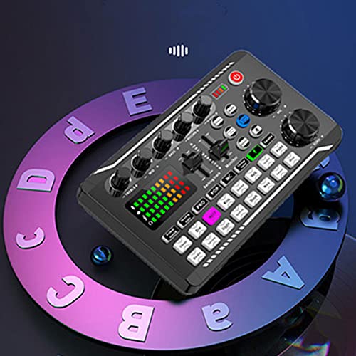 RV77 Live Sound Card, Mini Sound Mixer Board with 16 Effects and Voice Changer, Noise Reduction Bluetooth Live Sound Card Audio Mixer for Live Streaming, Podcast(Black,190 * 118 * 28mm) - Image 5