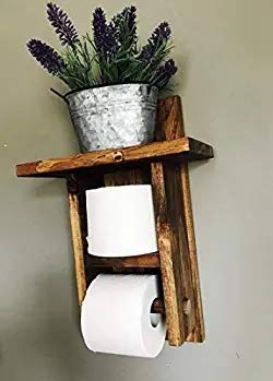 VM DECOR Wooden Toilet Paper Holder in | Bathroom Toilet Paper roll Holder 1 Toilet Paper roll Hanger Wooden Brown Wall Toilet Roll Holder Rustic Solid Wood Paper Holder - Image 3