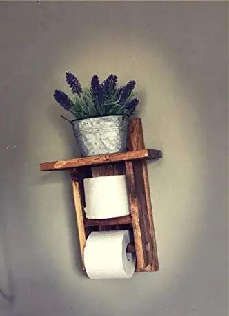 VM DECOR Wooden Toilet Paper Holder in | Bathroom Toilet Paper roll Holder 1 Toilet Paper roll Hanger Wooden Brown Wall Toilet Roll Holder Rustic Solid Wood Paper Holder - Image 1