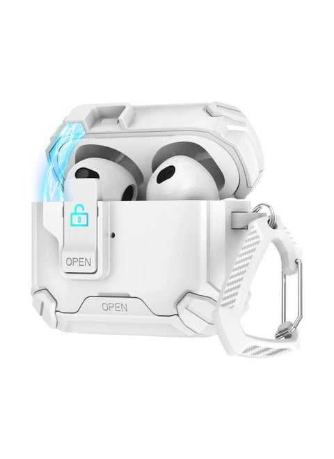 متوافق مع AirPods Pro الجيل الثاني/الأول، غطاء حافظة مع حامل هاتف وحافظة مغناطيسية للإغلاق التلقائي Airpod pro 2 (أبيض)